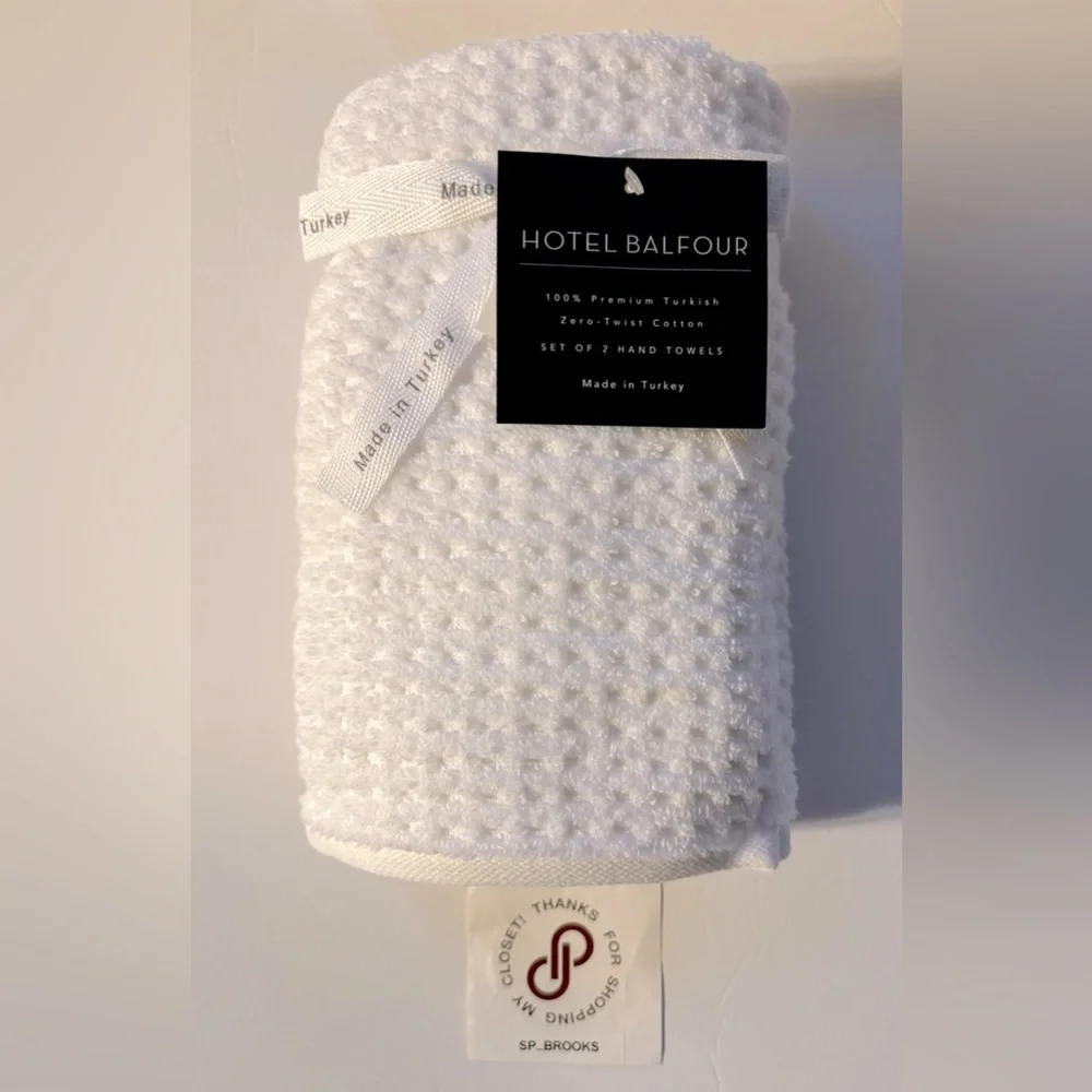 🎁Hotel Balfour Bath Towel Set - Zero Twist Cotton - Set of 8 - White